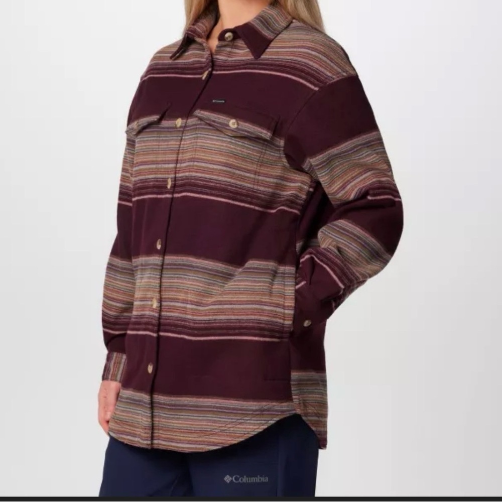 Columbia Callco Basin Maroon and Multicolor Striped Shirt jacket